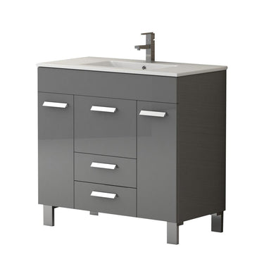 Eviva Venus® 36″ Grey Modern Bathroom Vanity with White Integrated Porcelain Sink Vanity Eviva